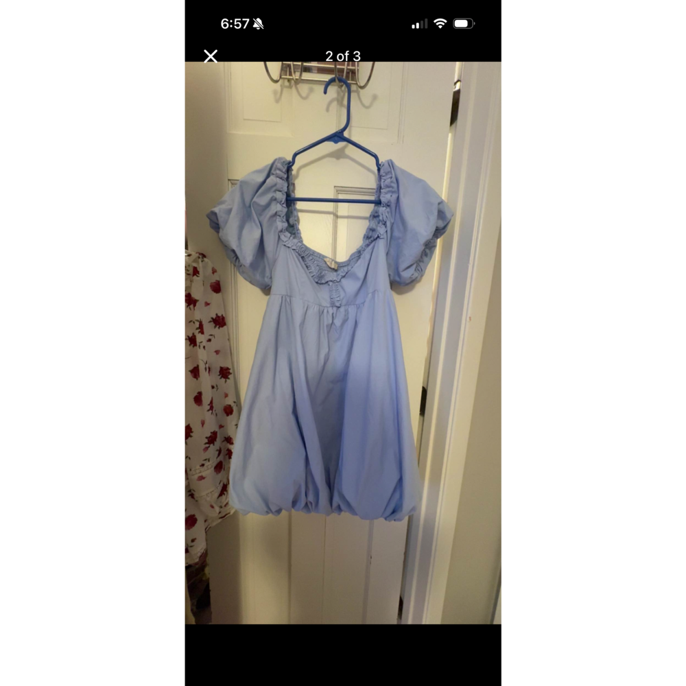 Altar'd State Light Blue Mini Bubble Dress Size S - Picture 2 of 4